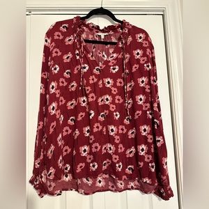 Lucky Brand cold shoulder floral blouse - size XL